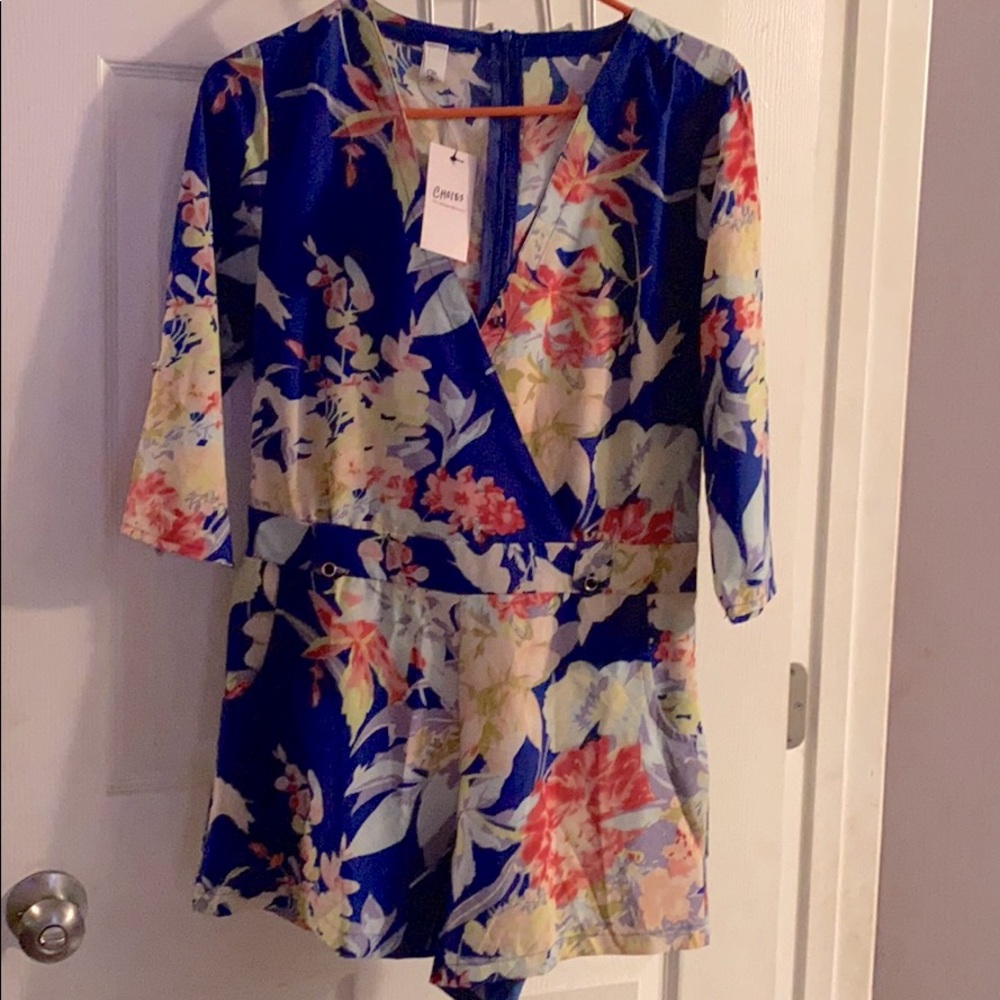 Floral quarter sleeve romper